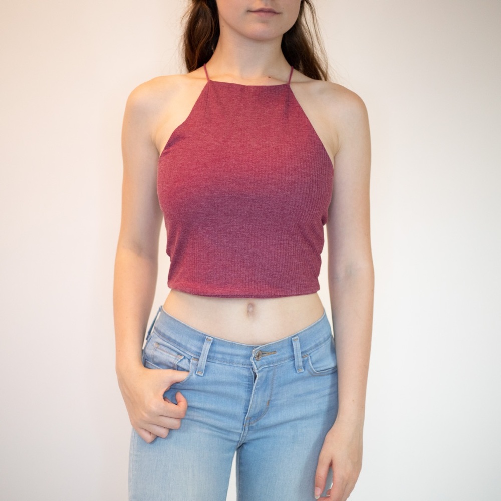 Maroon Halter Crop Top (Pacsun)